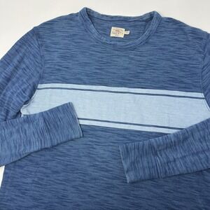 Faherty Surf Stripe Long Sleeve Shirt Blue Crewneck Pullover‎ Men's Size Medium